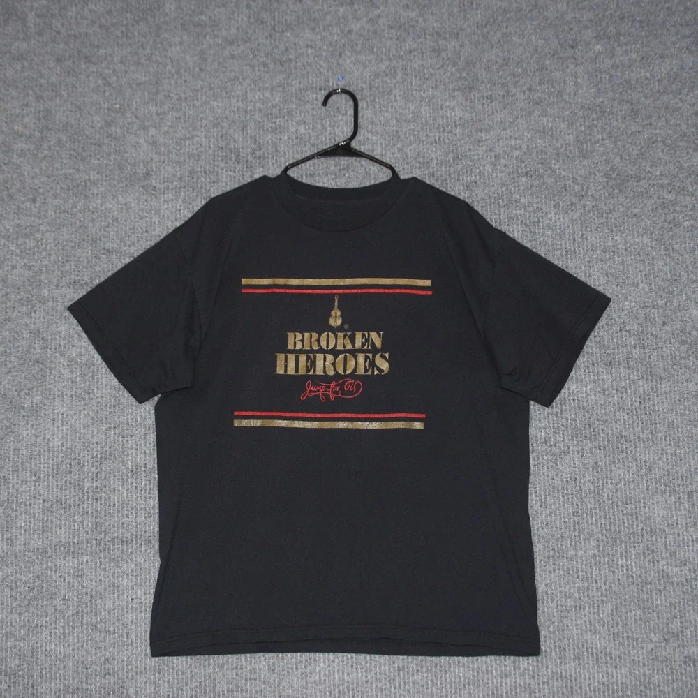 VTG Broken Heroes‎ Graphic T Shirt Black Mens Size Large Short Sleeve Music Tee